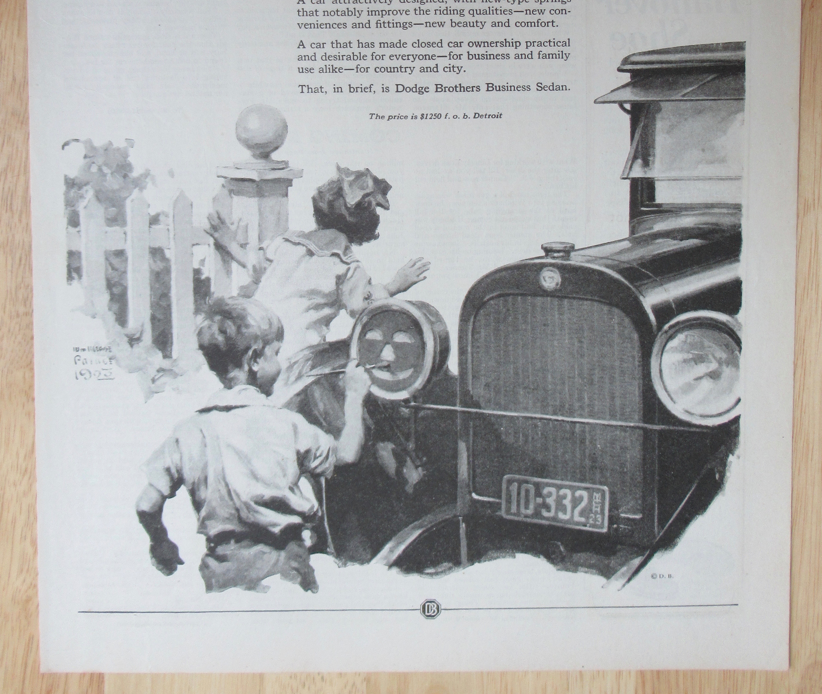 1923 Dodge Brothers with Boy Painting  Pumpkin Face