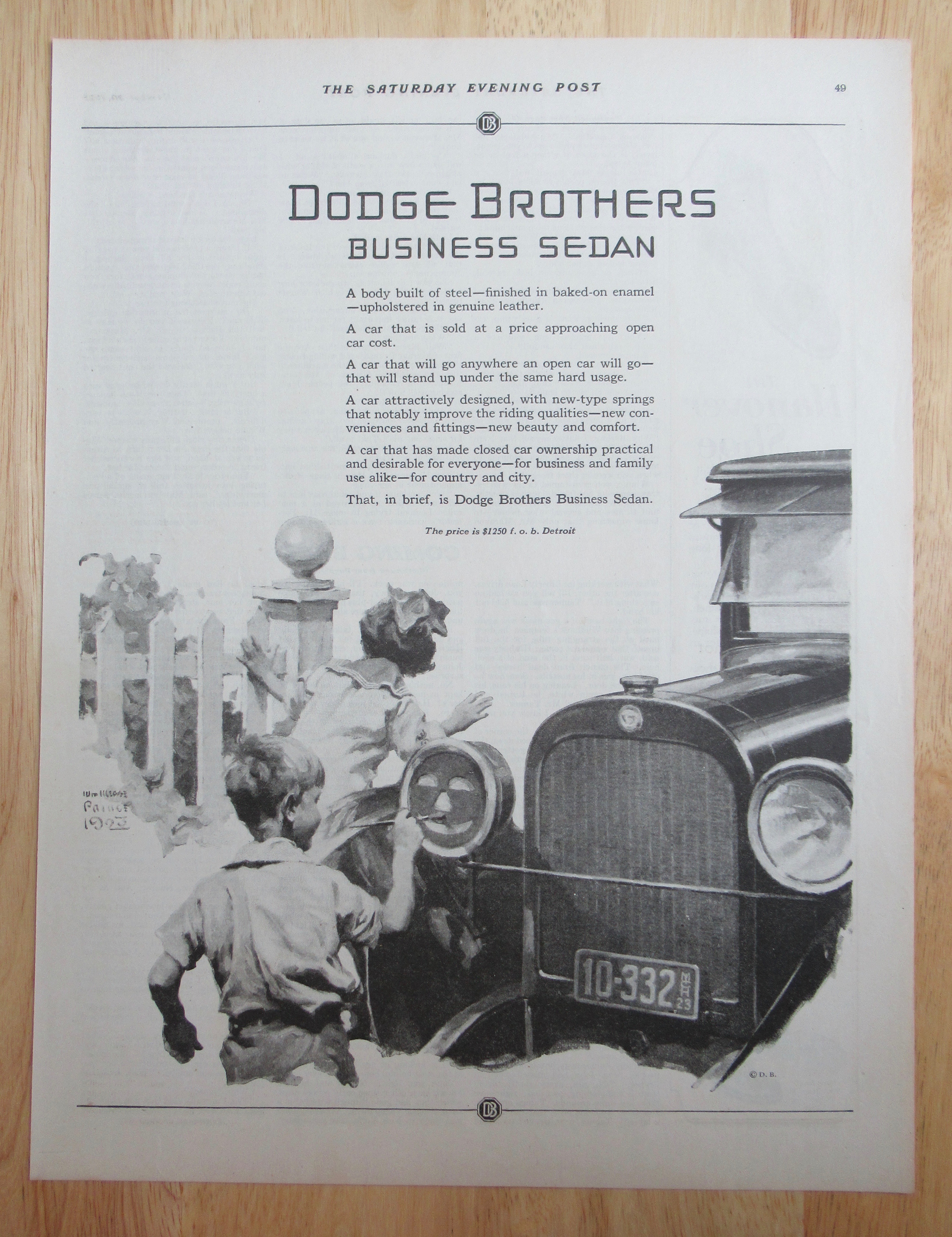 1923 Dodge Brothers with Boy Painting  Pumpkin Face