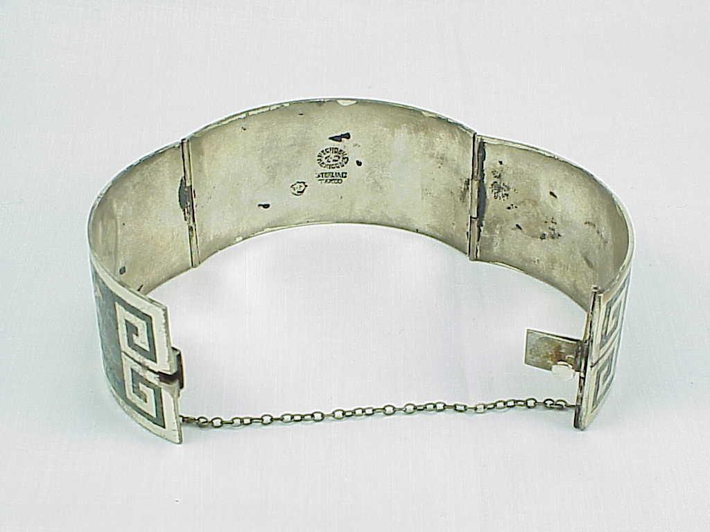 Signed Eagle 3 Mexican Sterling Silver Mixed Metals Mosaic Bracelet