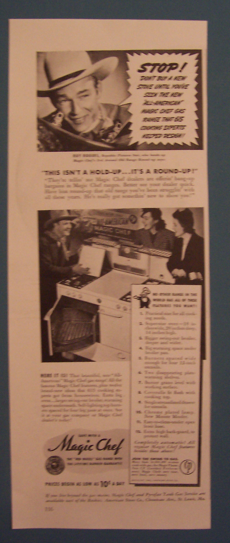 1940 Magic Chef Gas Range with Roy Rogers