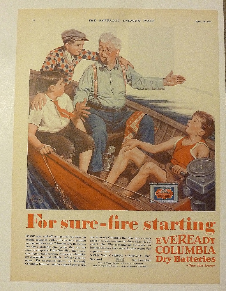 1928 Eveready Battery With Man Telling Story To Boys