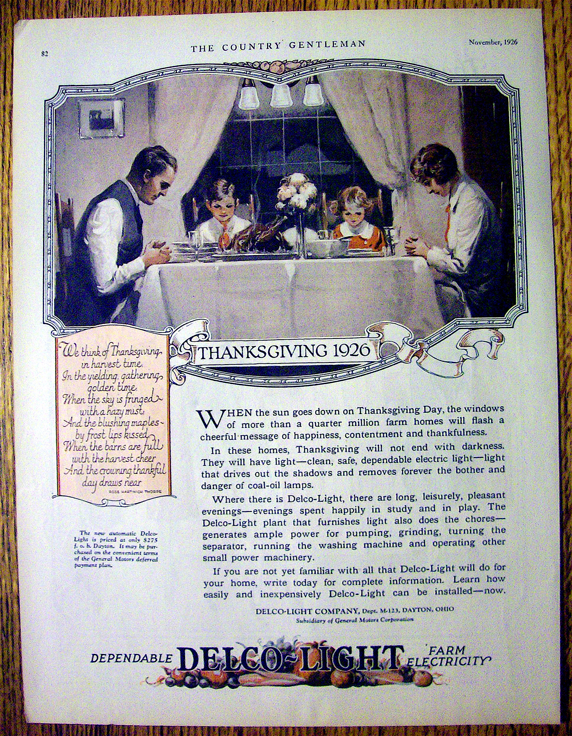 1926 Delco Light Company with Family at Thanksgiving