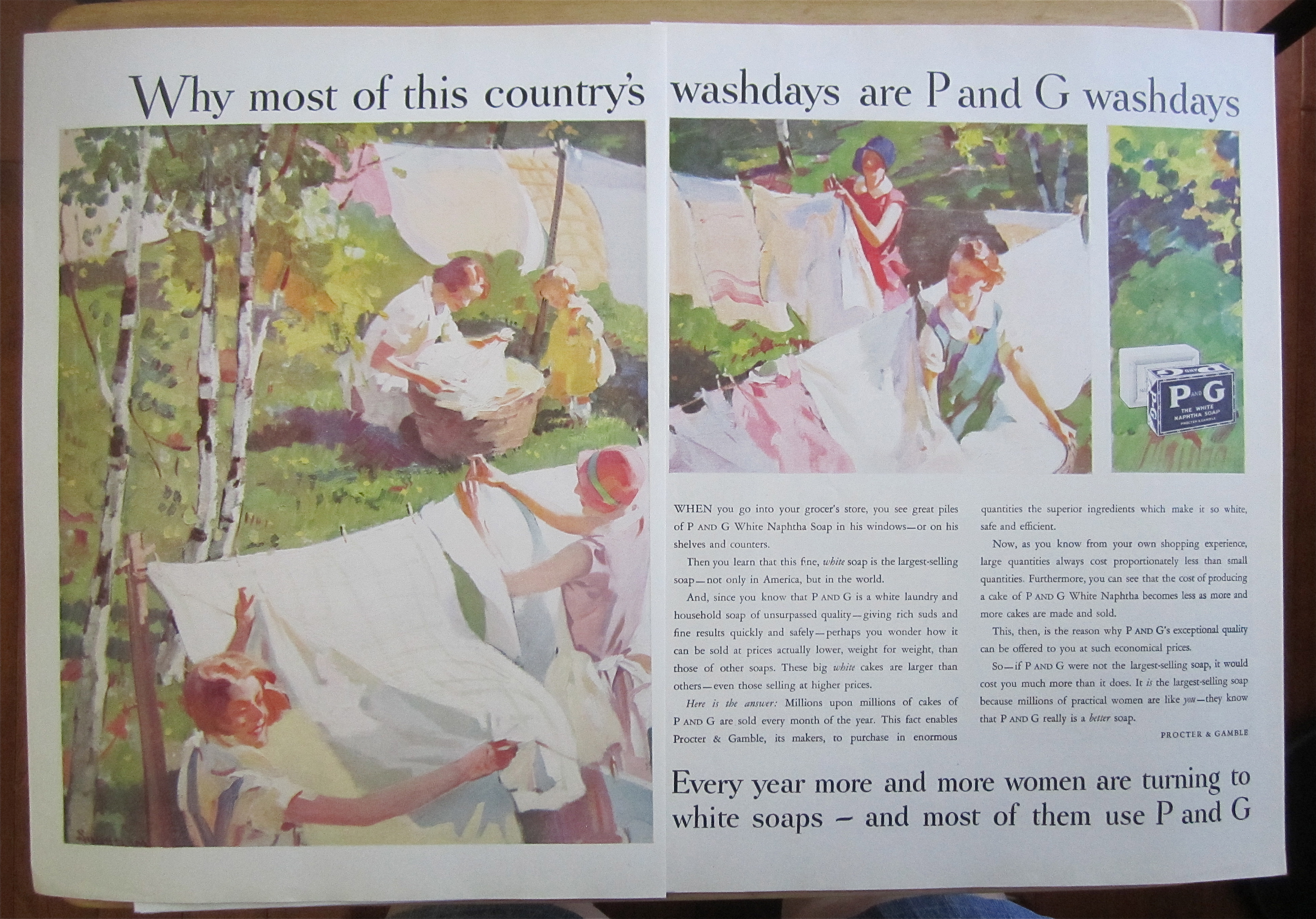 1931 P & G White Soap w/ Woman Hanging Laundry Outside