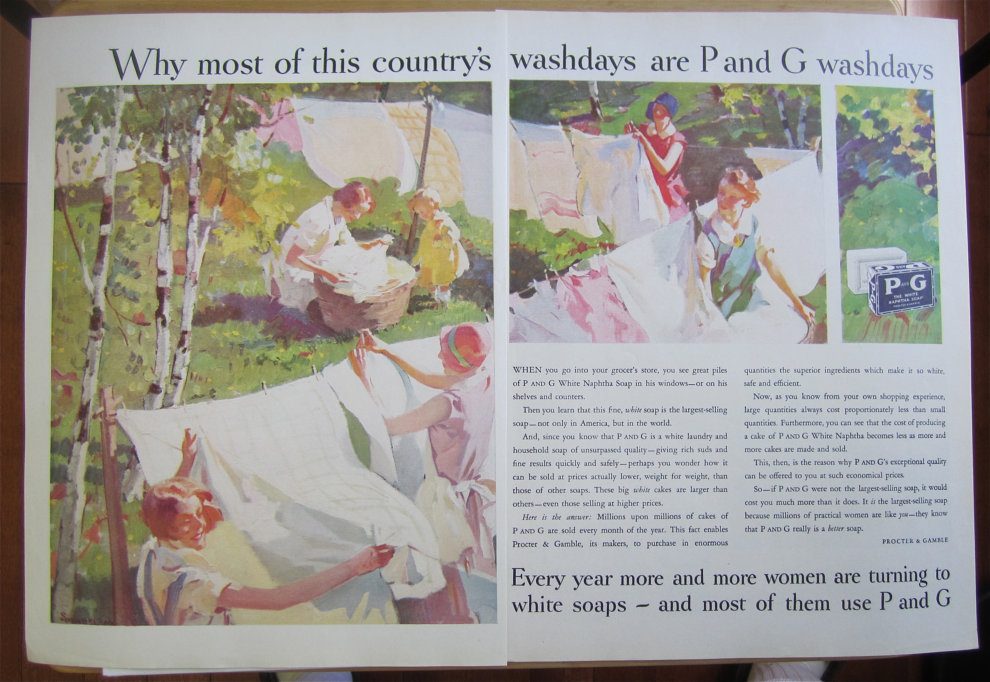 1931 P & G White Soap w/ Woman Hanging Laundry Outside