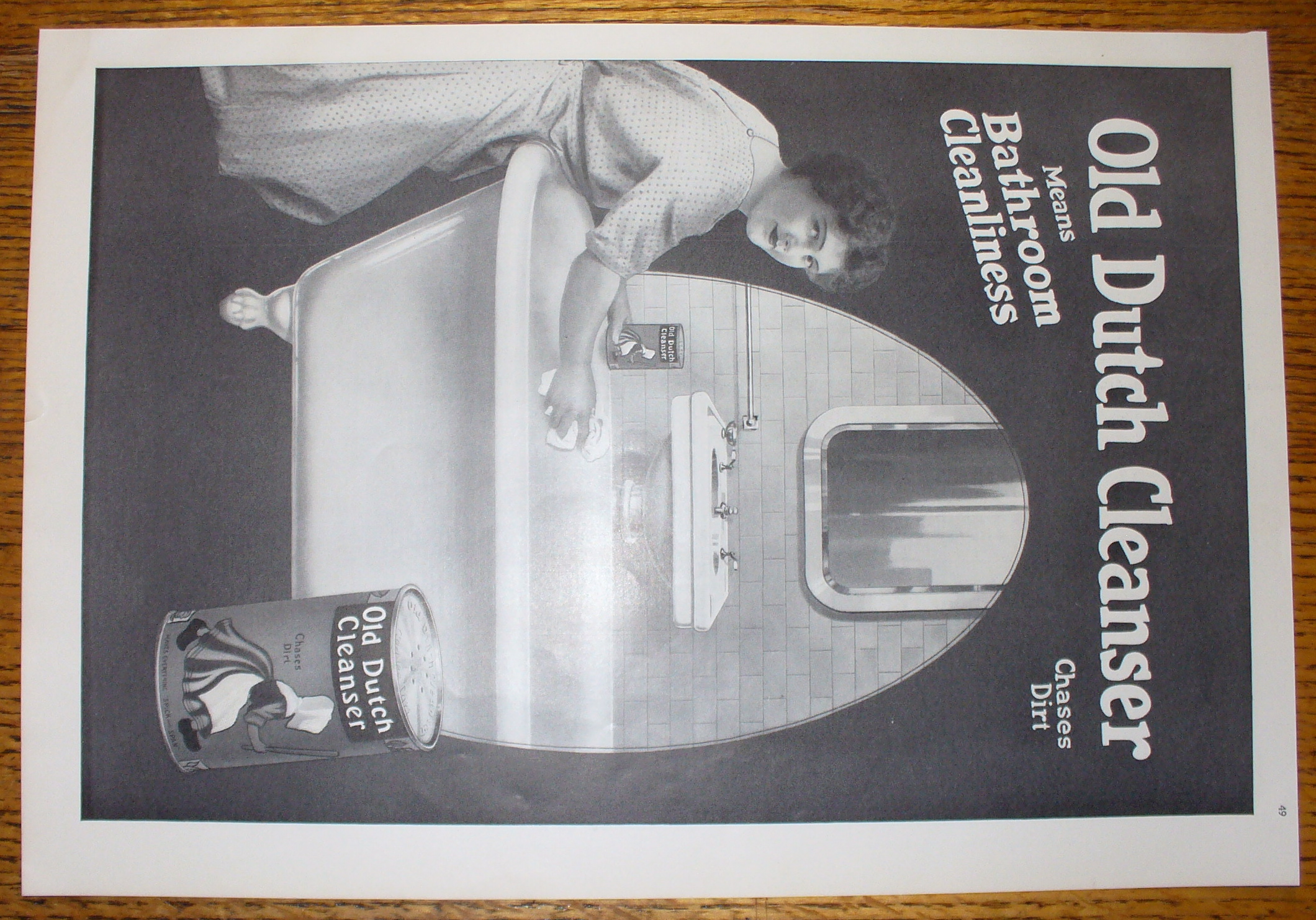 1914 Old Dutch Cleanser with Woman Cleaning Bathtub