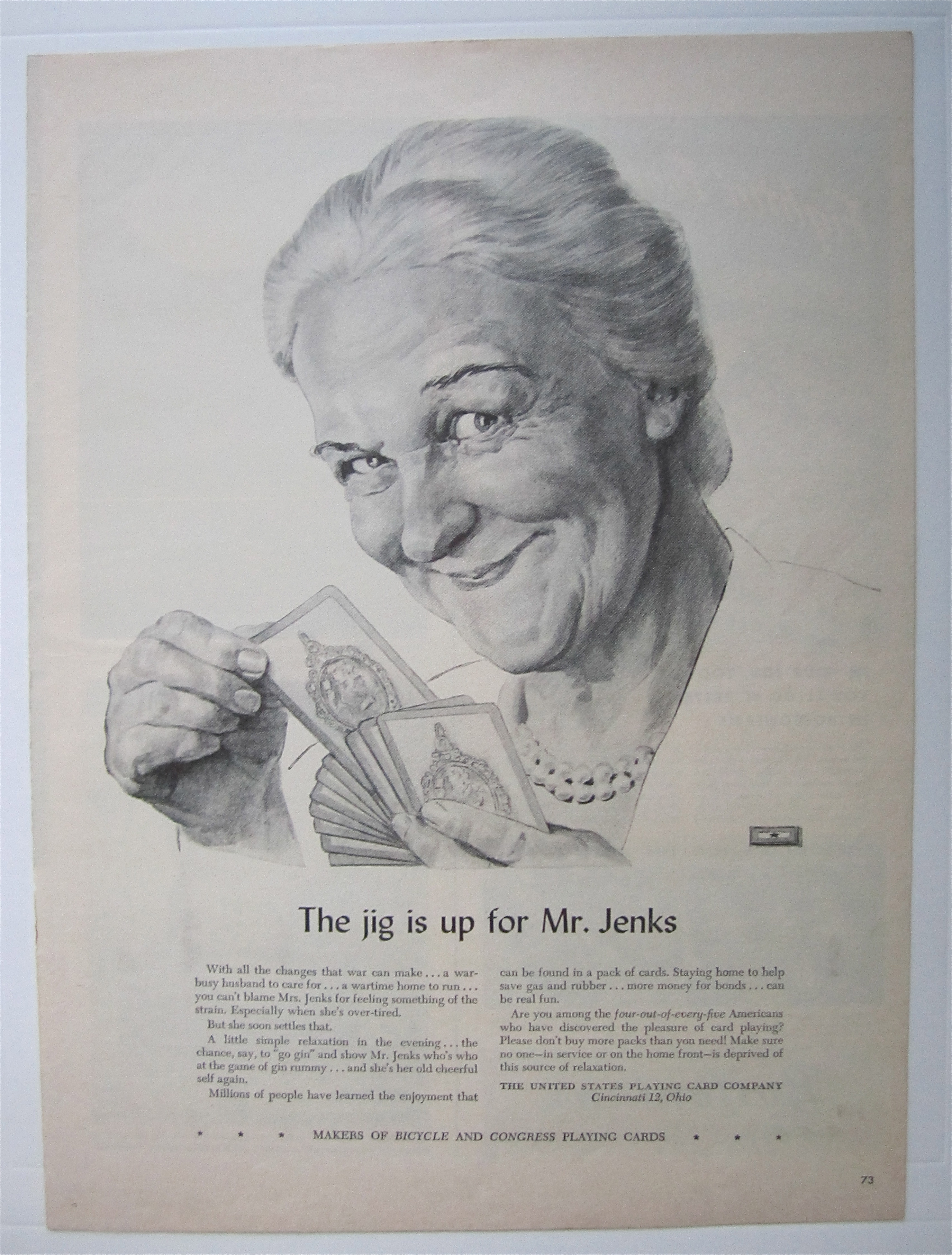 1943 Bicycle & Congress Playing Cards w/ Woman Smiling