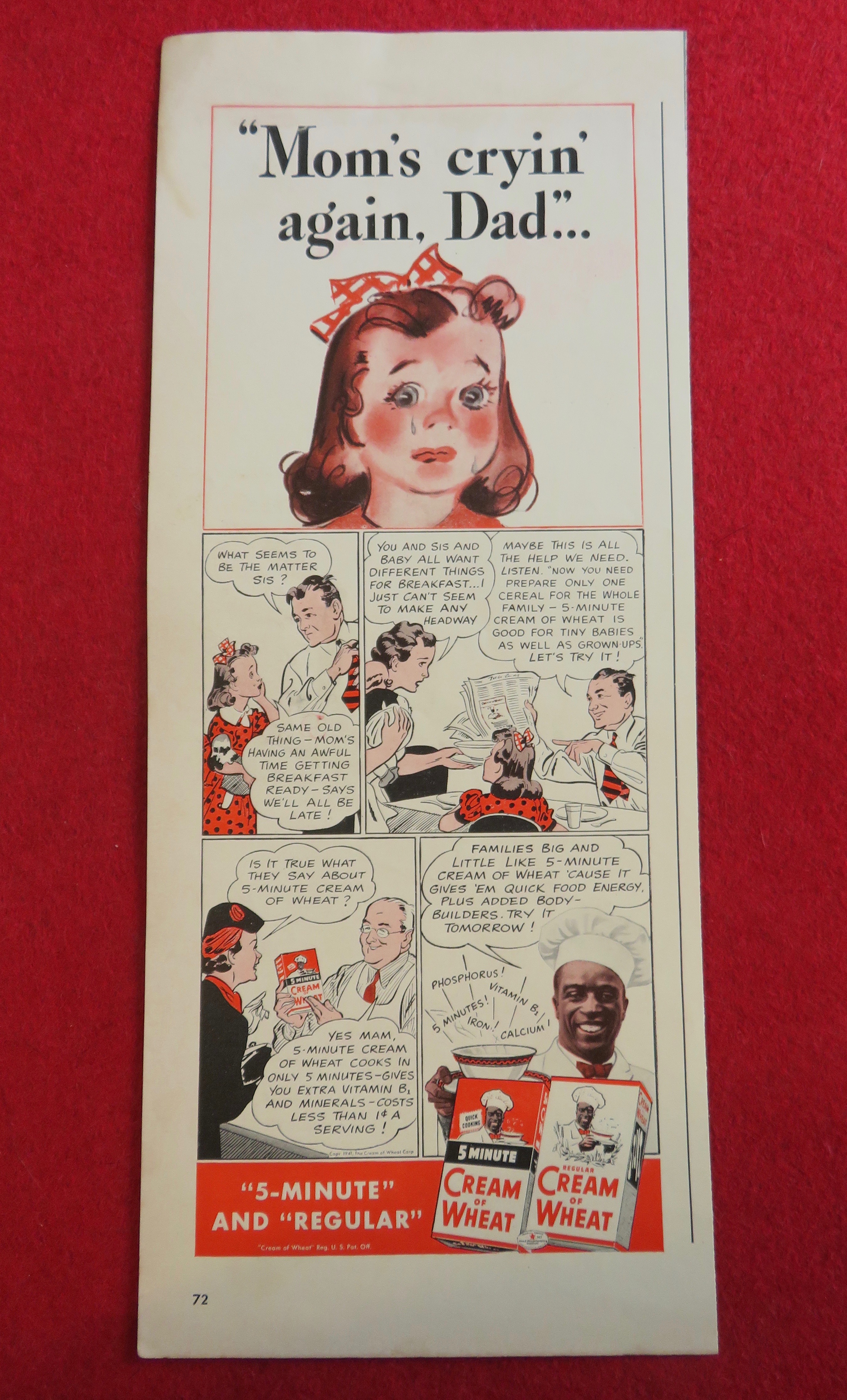 1941 Cream Of Wheat with Mom's Cryin Again Dad