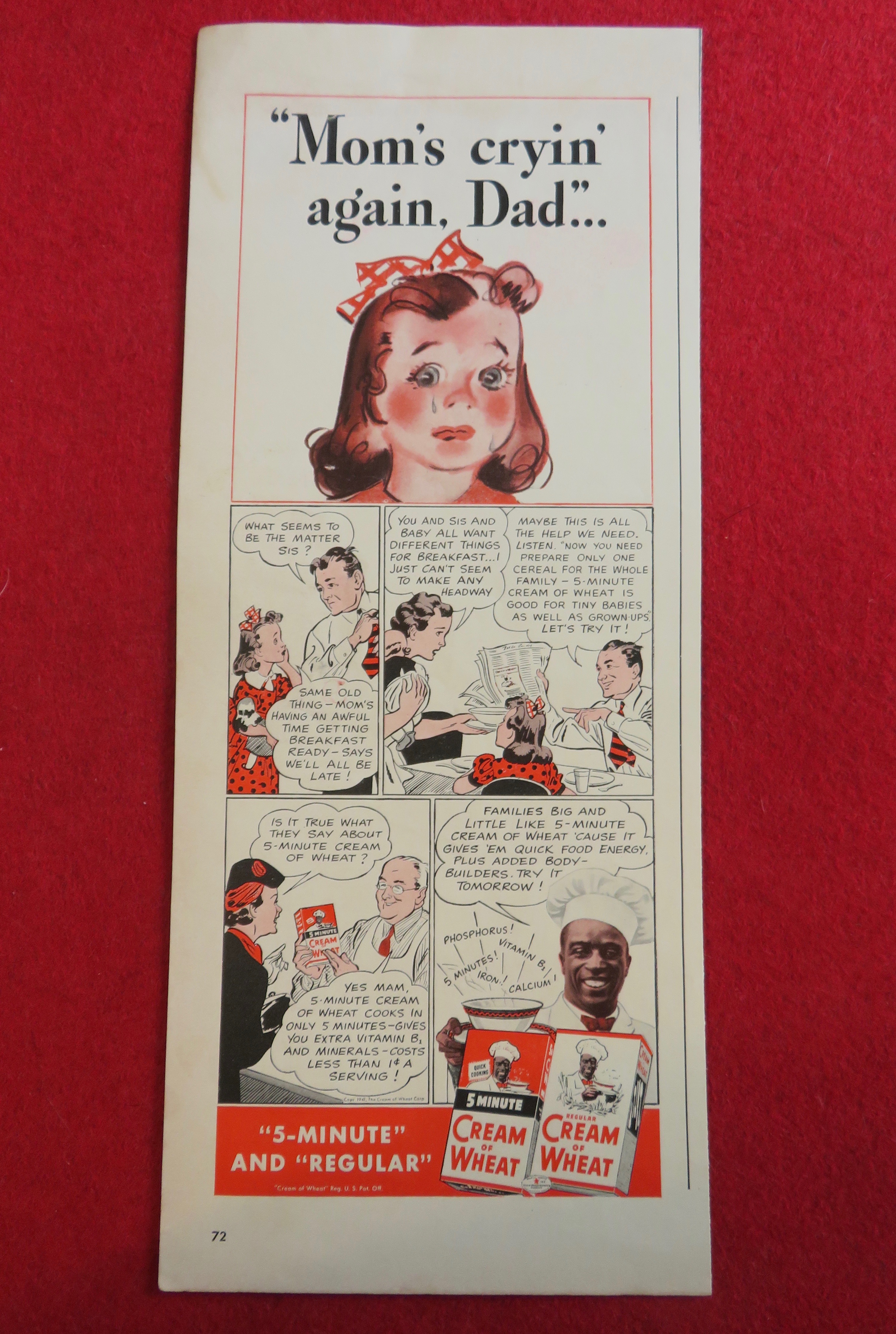 1941 Cream Of Wheat with Mom's Cryin Again Dad
