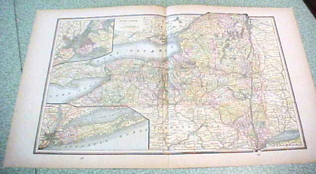 Map New York 1894 Lg Foldout Brooklyn Hudson