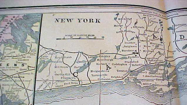 Map New York 1894 Lg Foldout Brooklyn Hudson