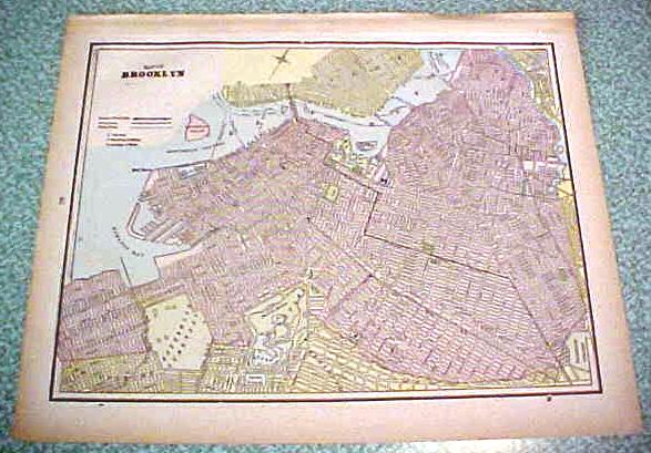 Map New York 1894 Lg Foldout Brooklyn Hudson
