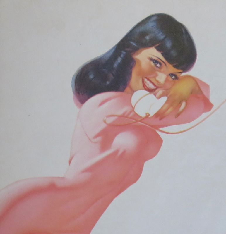 Original 1947 Sexy Pin Up Girl Woman Wearing Pink One Piece Pajamas While Talking On The Telephone By George Petty