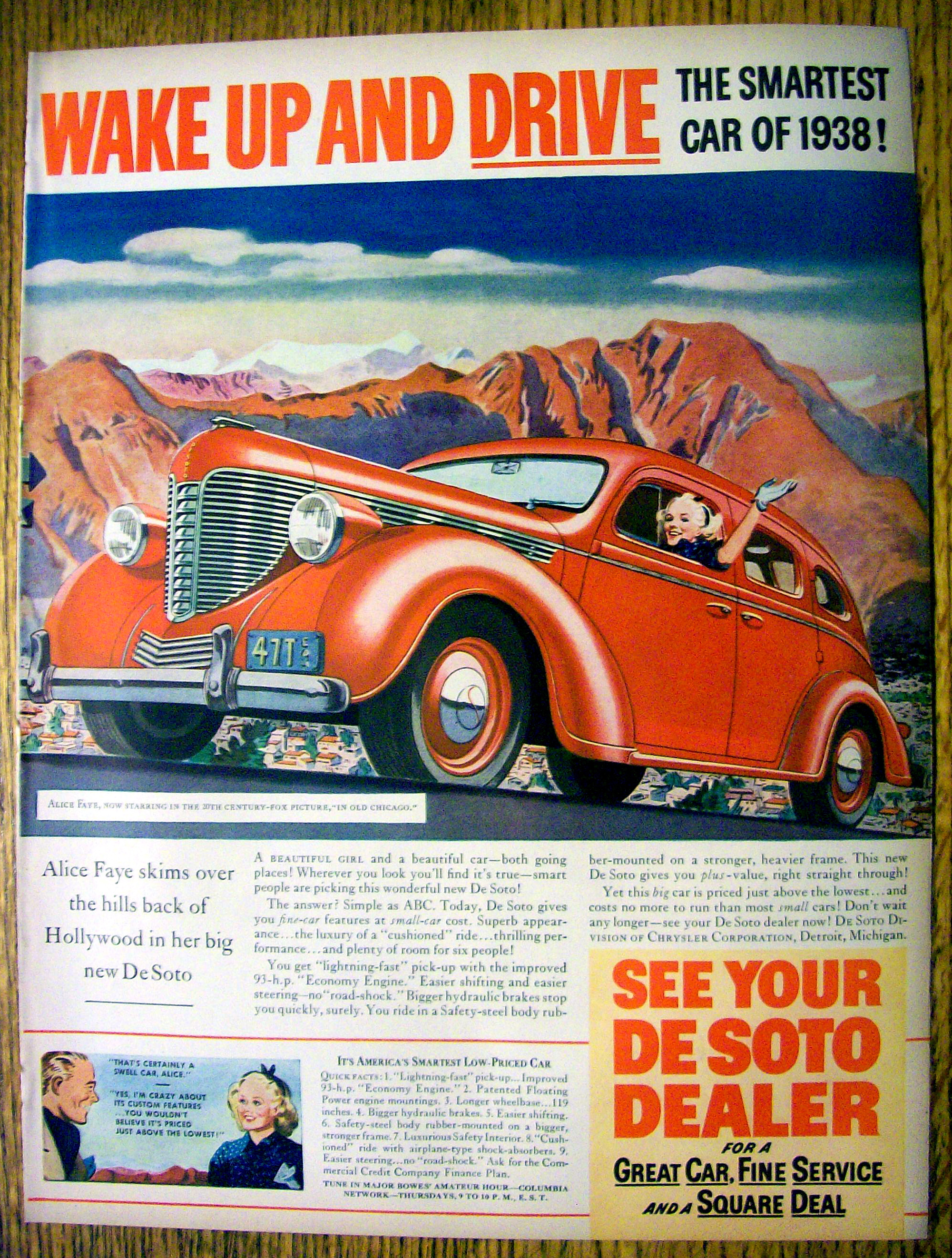 1937 De Soto with Alice Faye
