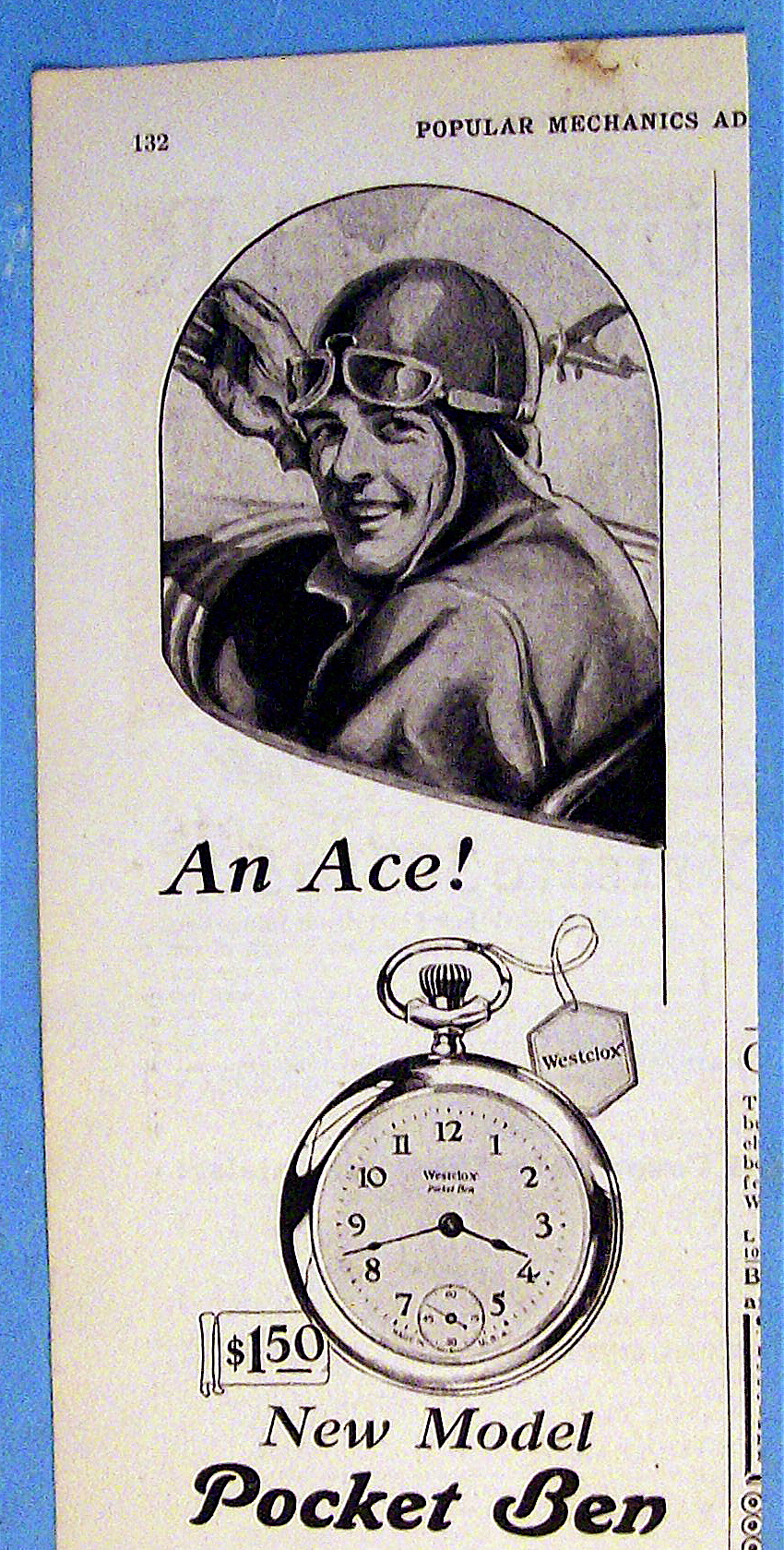 1927 Pocket Ben Watch with Airplane Pilot