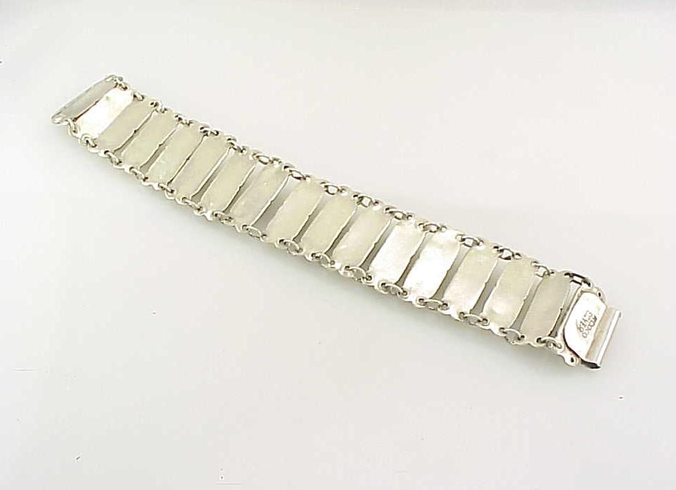 Vintage 1940'S Mexican Sterling Silver & Turquoise Link Bracelet