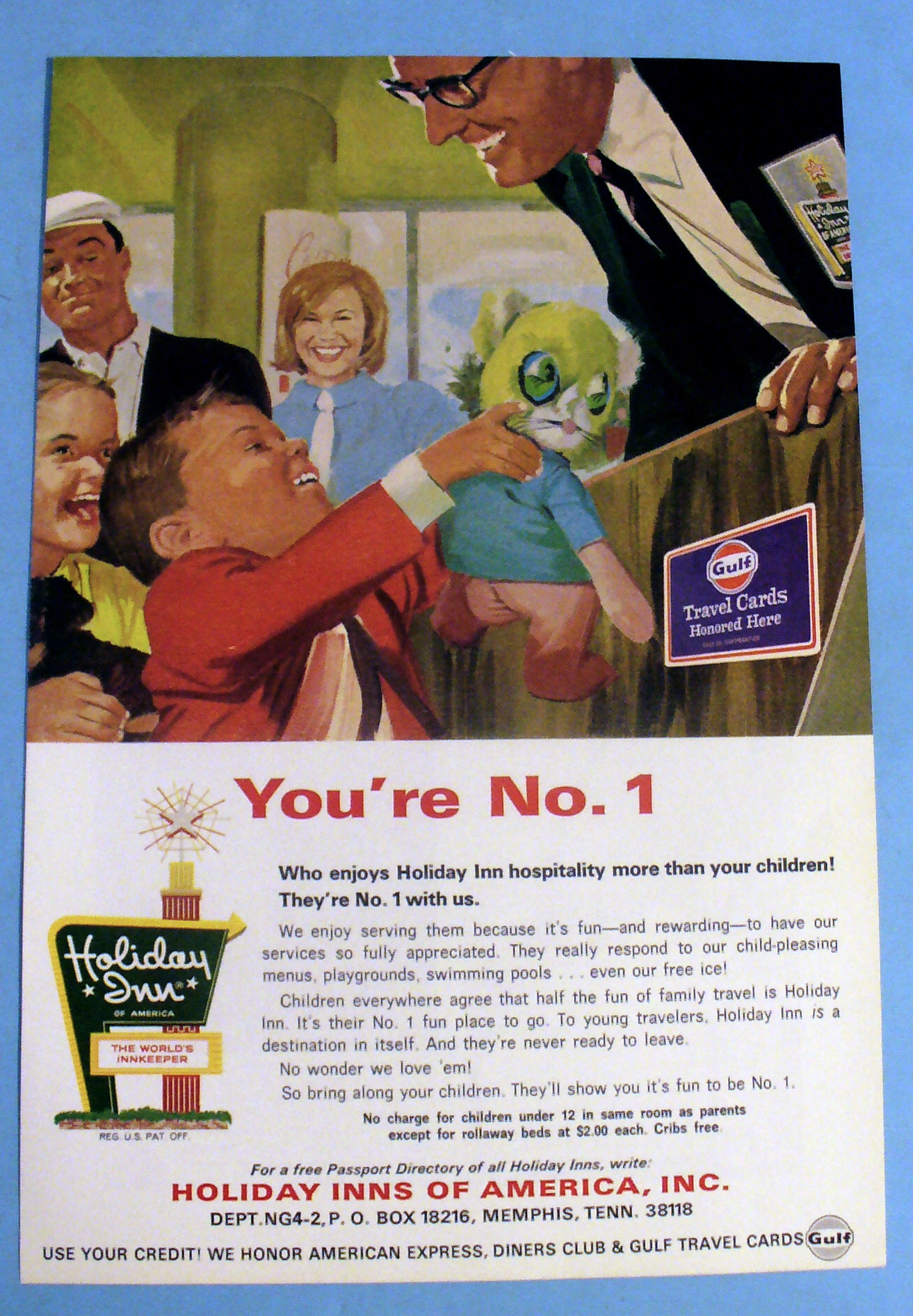 1969 Holiday Inn w/ Boy and Stuffed Animal