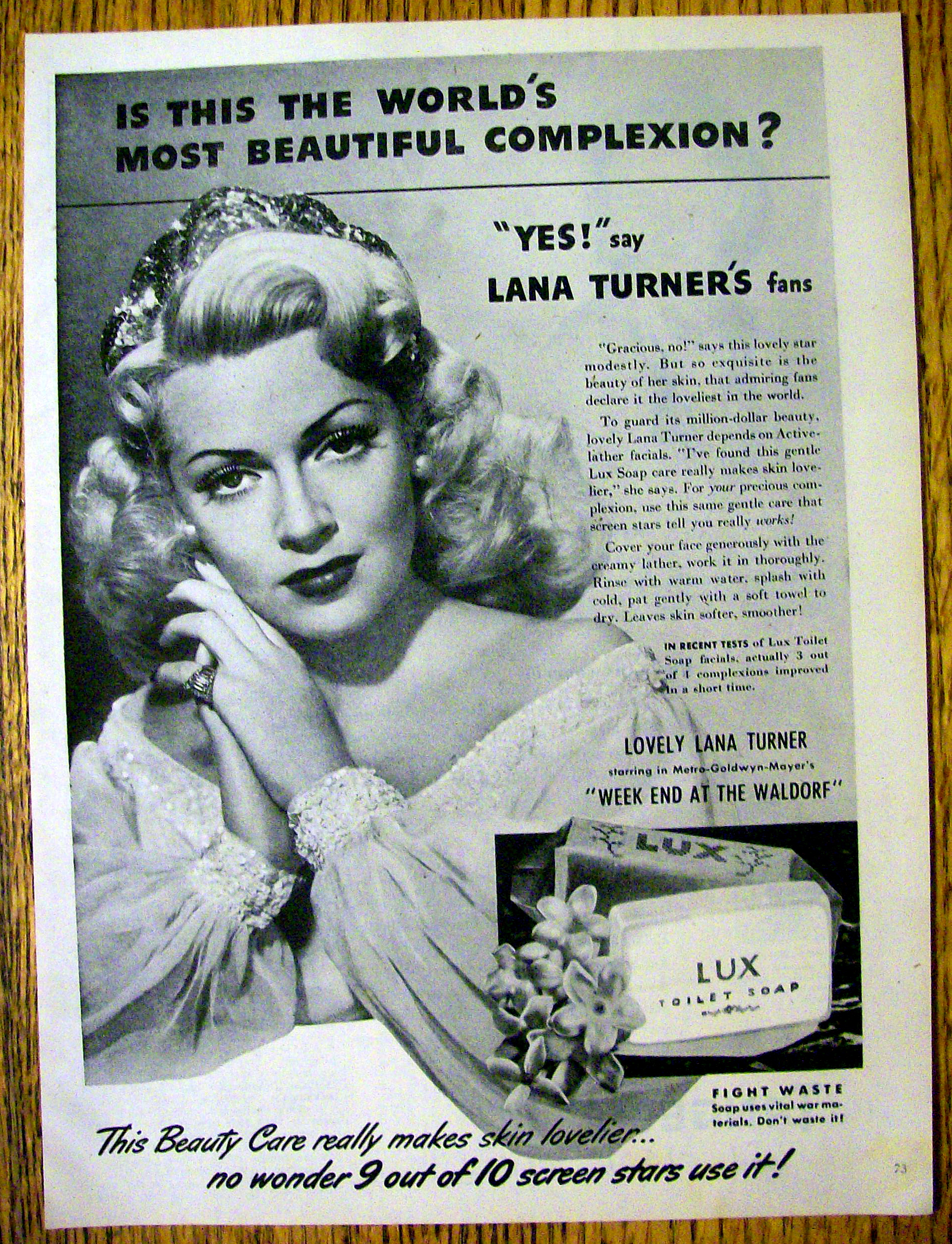 1945 Lux Toilet Soap with Lana Turner