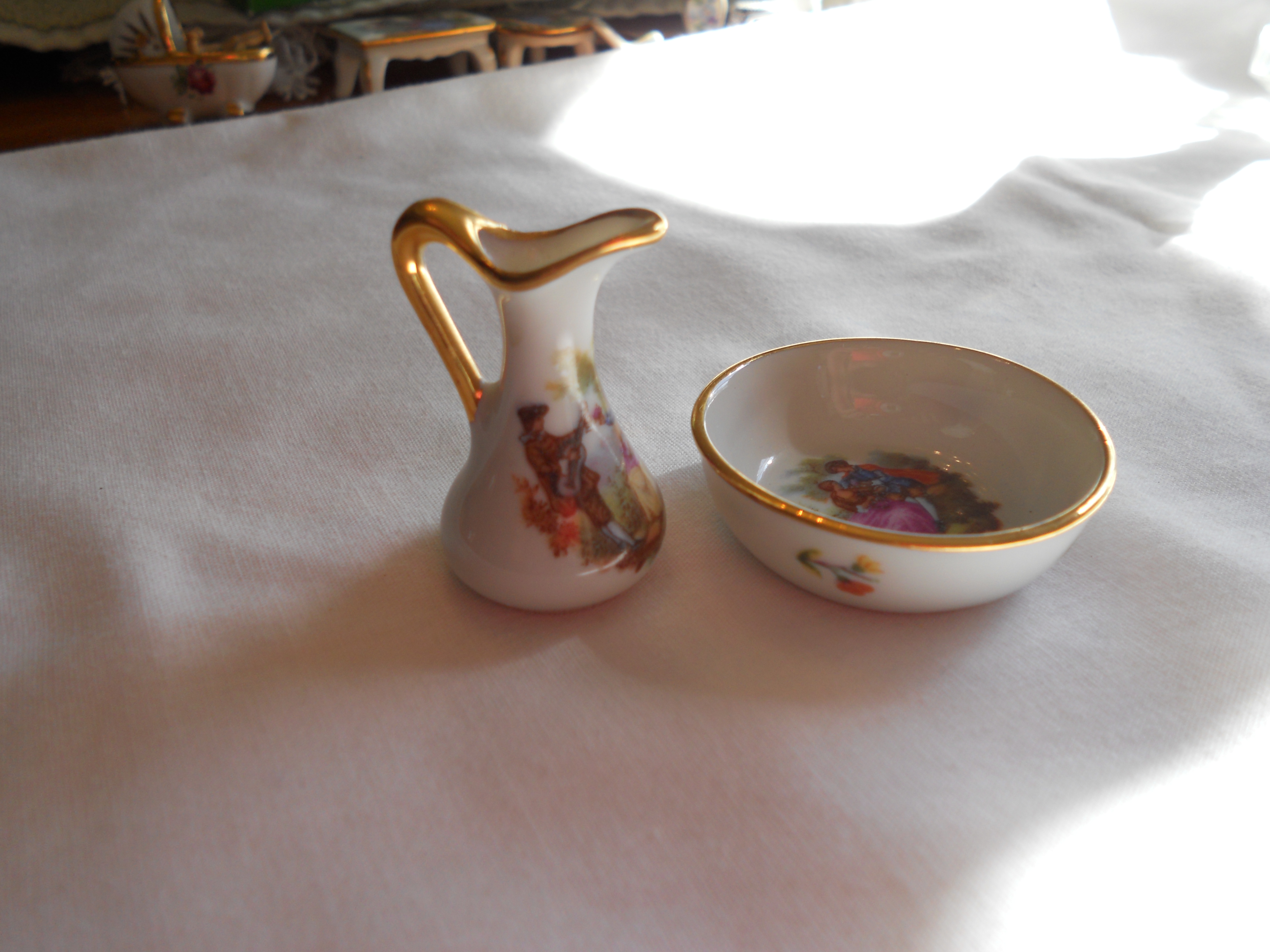 Limoges France Miniature Pitcher and bowl