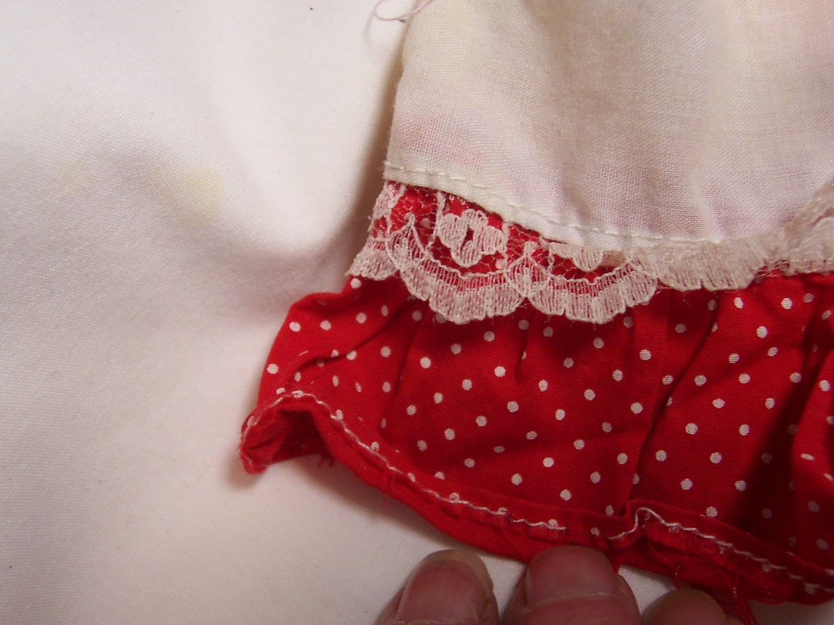 Doll Dress,Red and White Polka Dot 7 1/4 inch