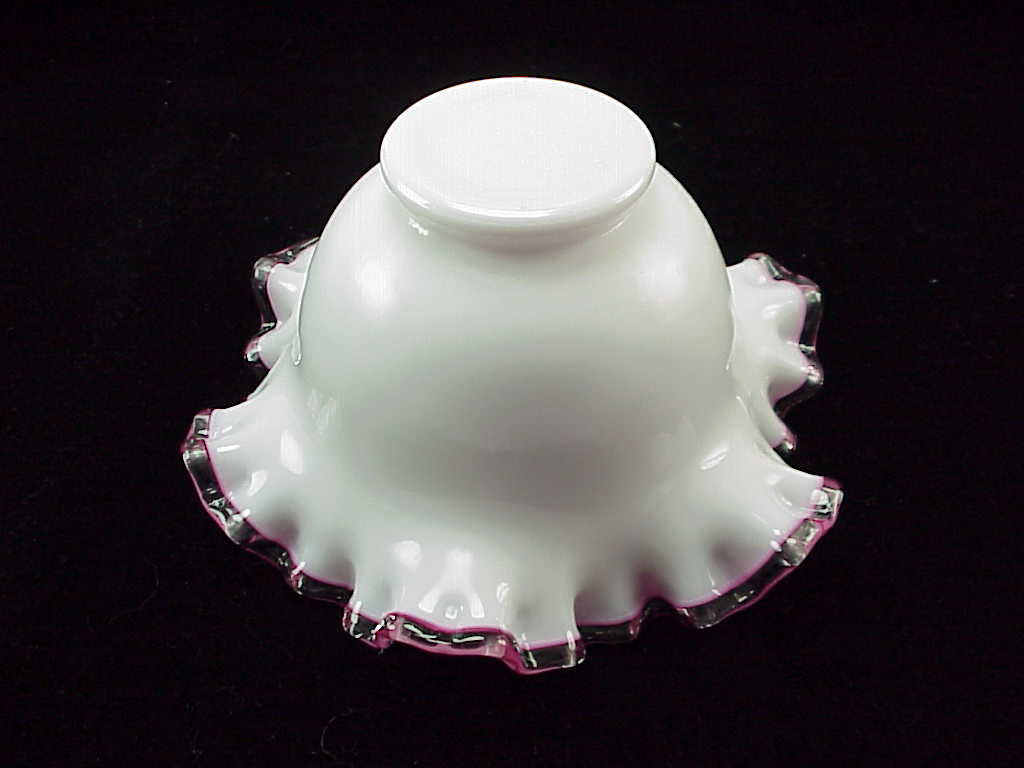 Vintage Fenton Pink Silver Crest Ruffled Edge Candy Bowl Dish