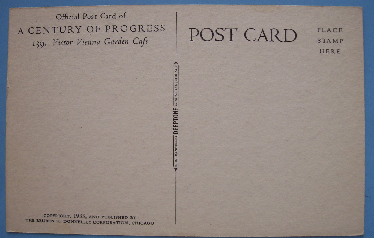 1933 Century Of Progress Victor Vienna Garden Postcard