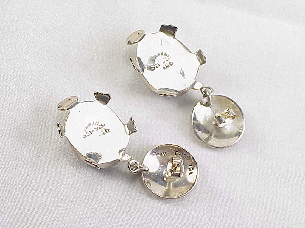Signed Taxco Mexico Sterling Silver Lapis Turtle Pierced Earrings