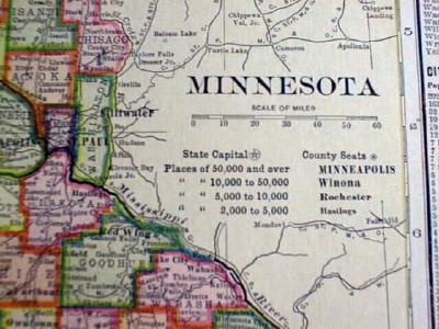 1904 Map Minnesota And Iowa
