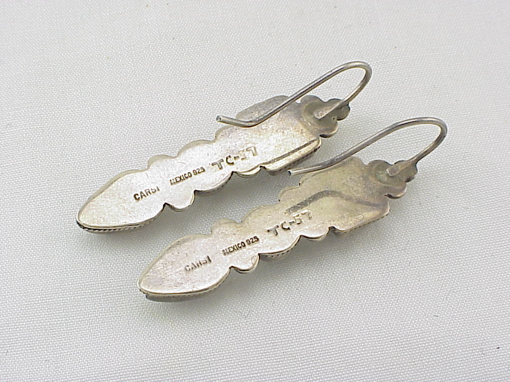 Carsi Taxco Mexico Sterling Silver Amethyst And Onyx Pierced Earrings
