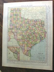 1904 Map Texas And Oklahoma