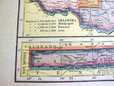 1904 Map Texas And Oklahoma