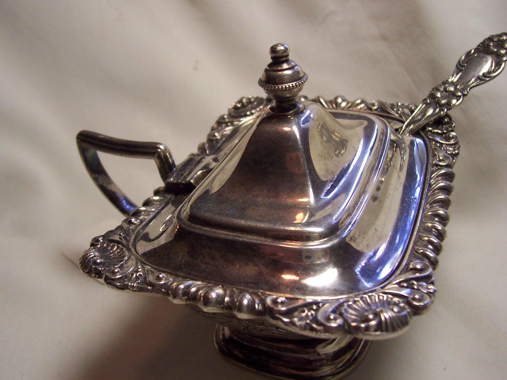 Crown Silver Plated Covered Condiment Spoon