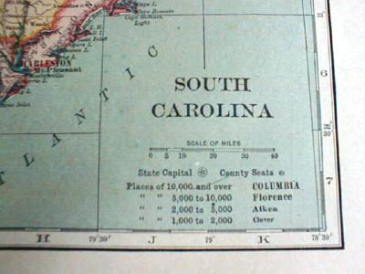 1904 Map North Carolina And South Carolina