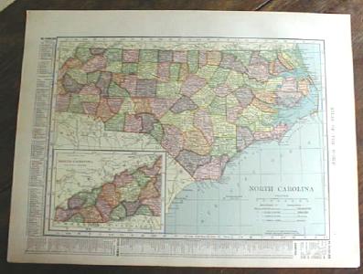 1904 Map North Carolina And South Carolina