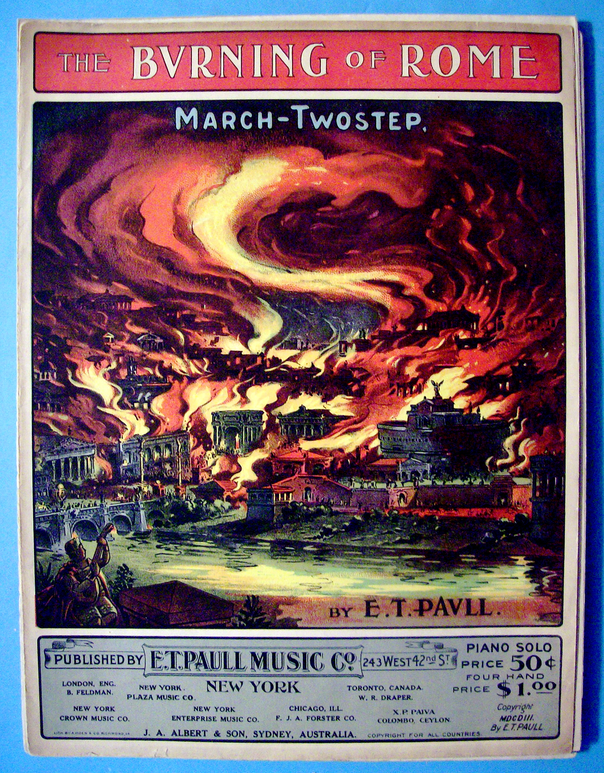 E.T. Paull 1903 The Burning Of Rome Sheet Music
