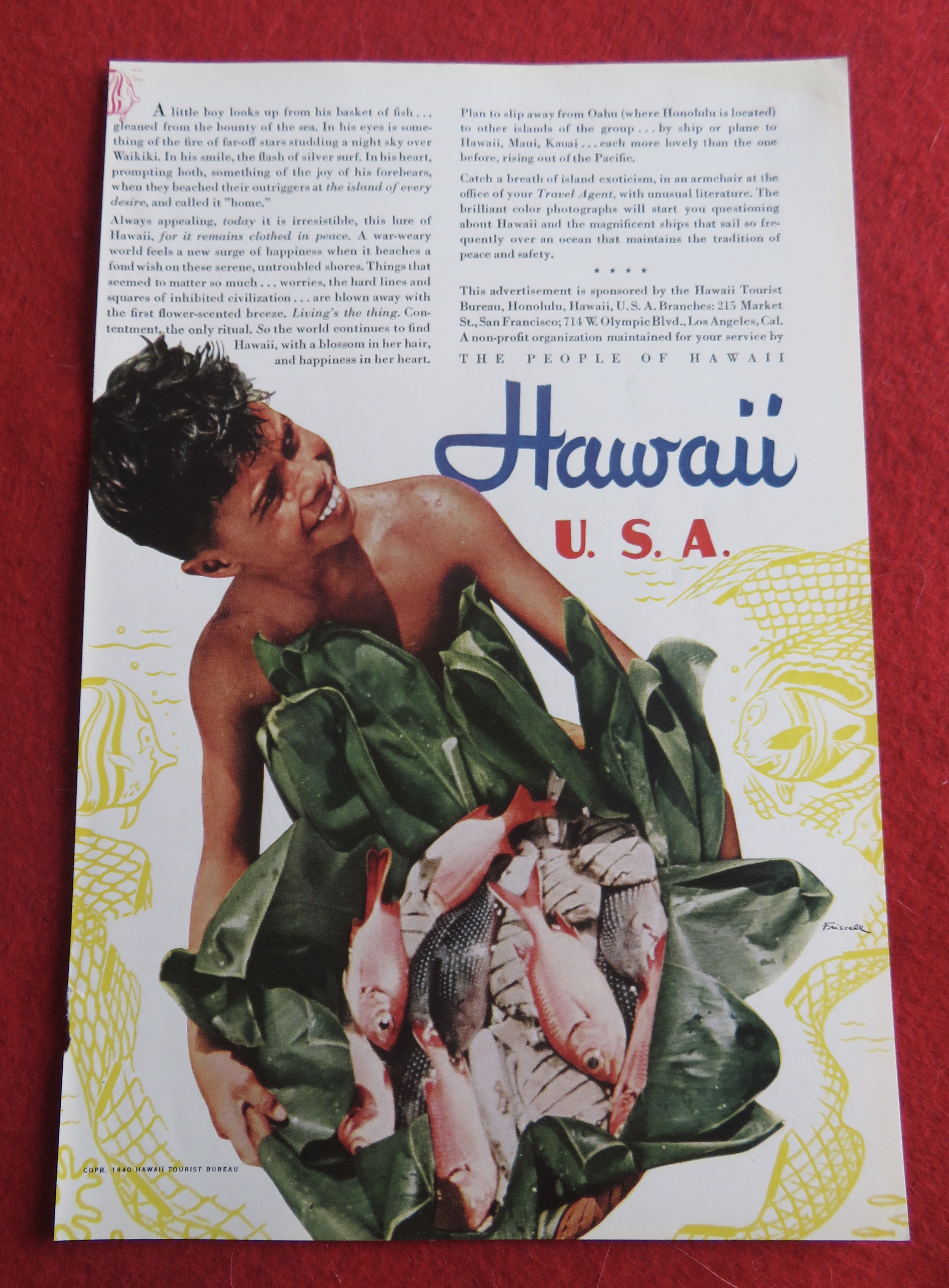 1940 Hawaii Tourist Bureau with Little Hawaiian Boy