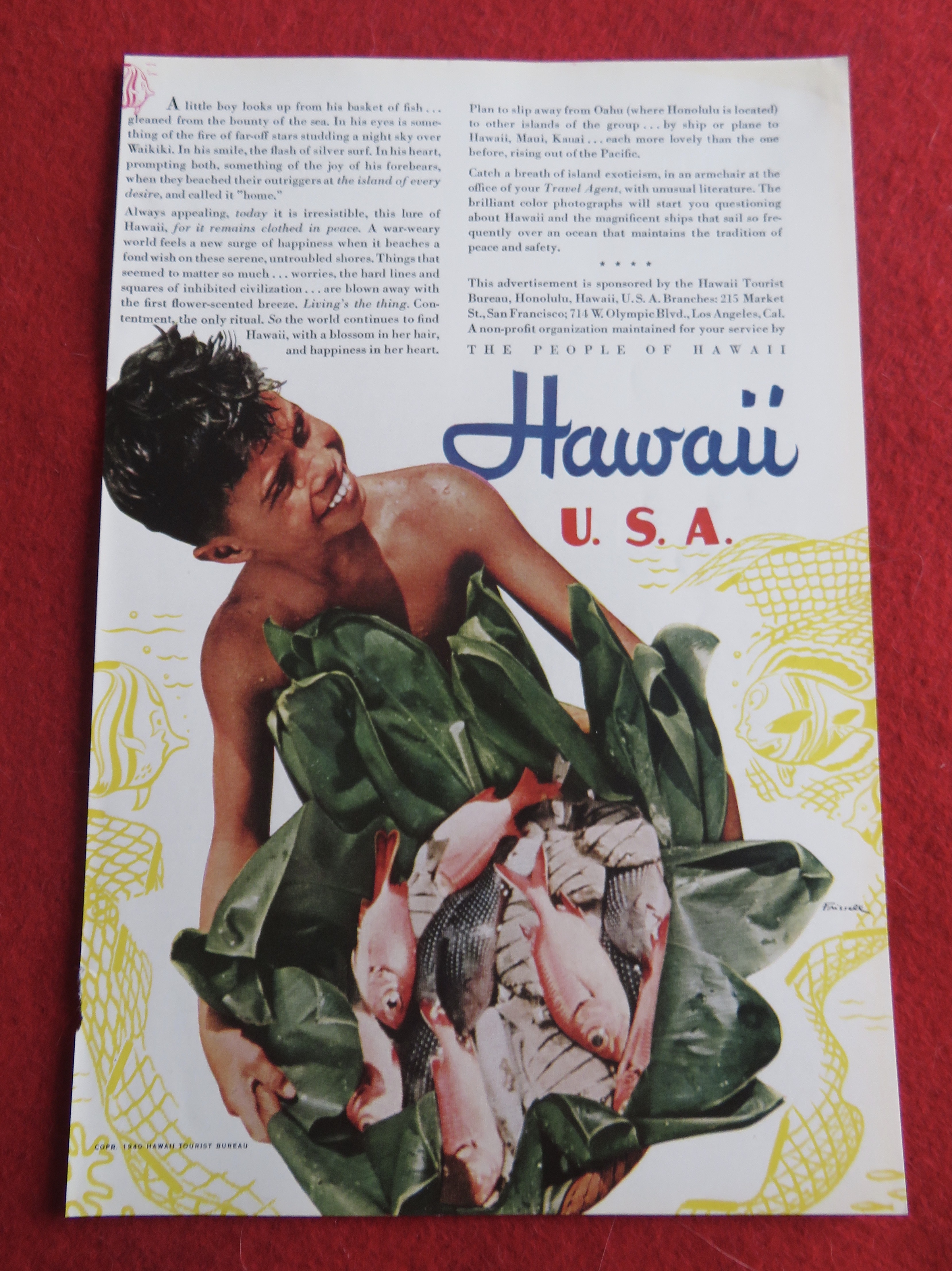 1940 Hawaii Tourist Bureau with Little Hawaiian Boy