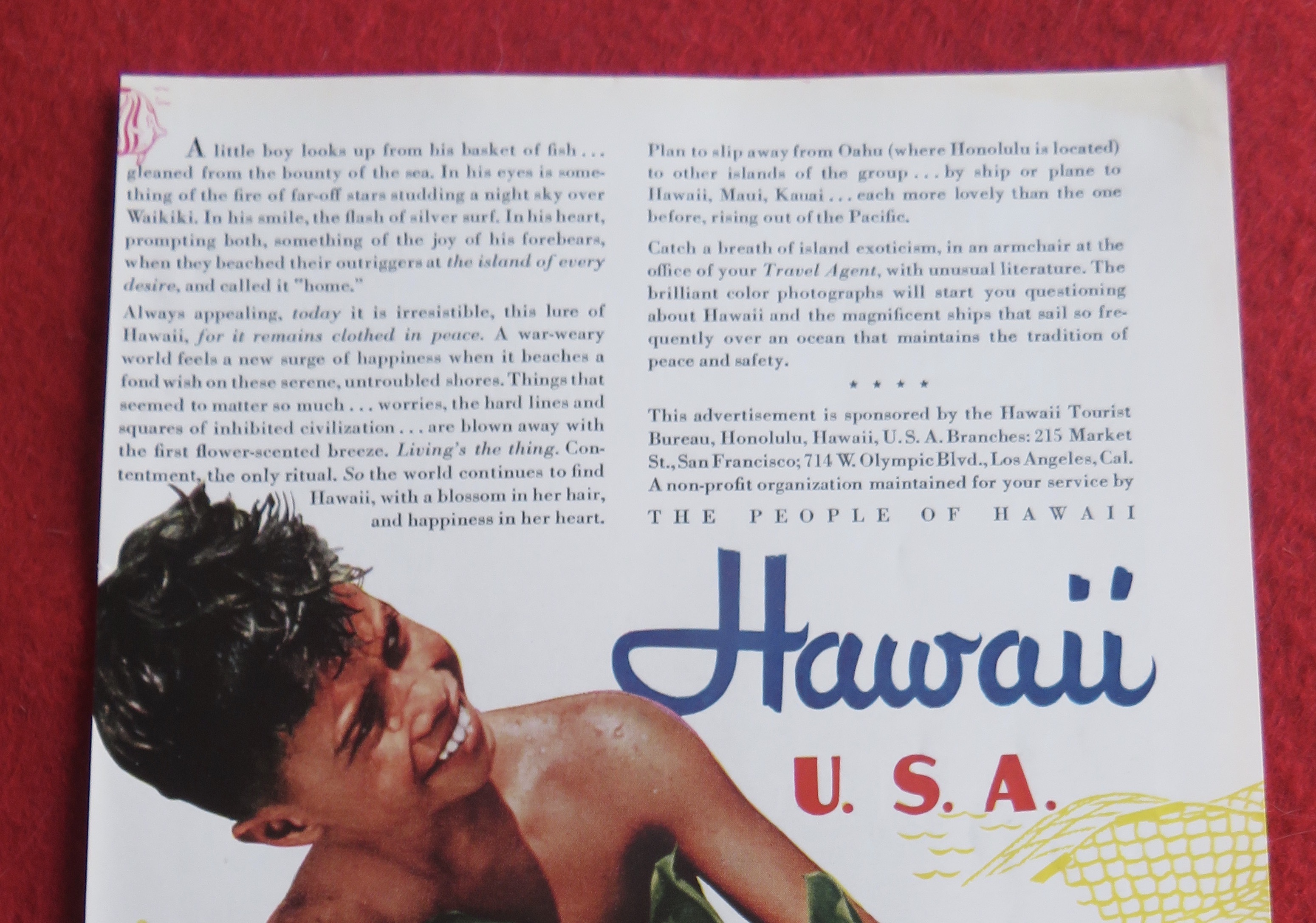 1940 Hawaii Tourist Bureau with Little Hawaiian Boy
