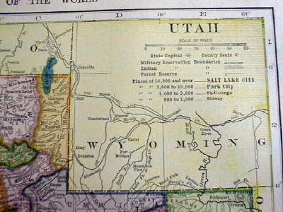 1904 Map Wyoming And Utah