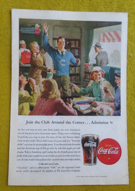 1946 Coca Cola (Coke) With Join The Club Around The Corner