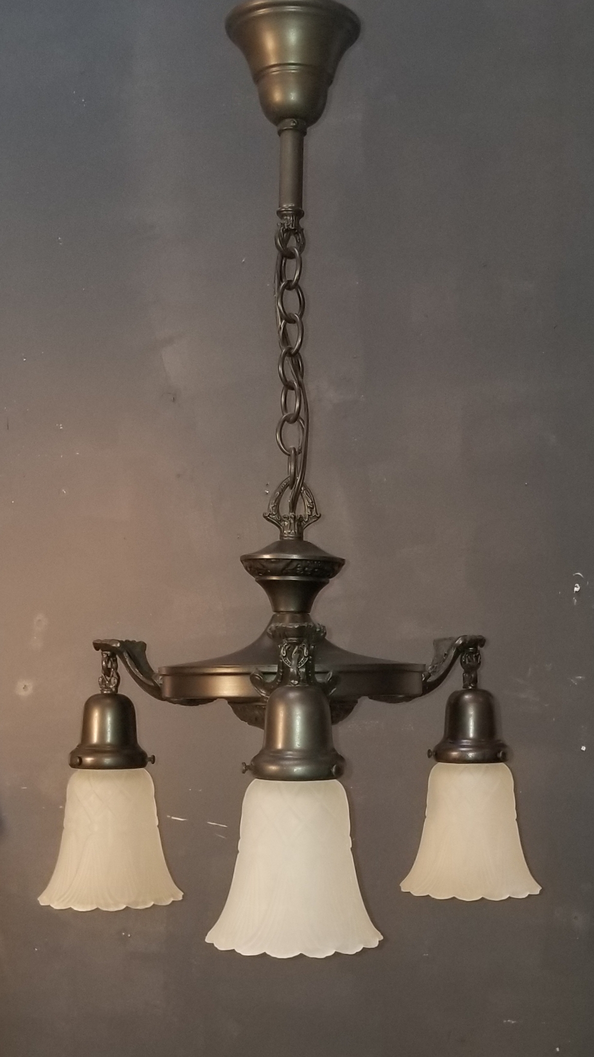 Pan fixture with old glass
