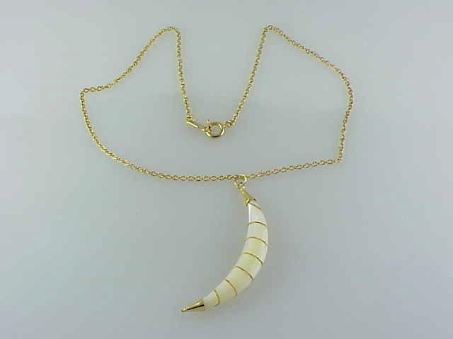 Mother Of Pearl Crescent Moon Pendant Necklace
