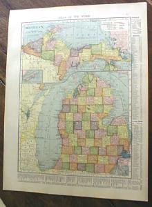 1904 Map Michigan And Illinois