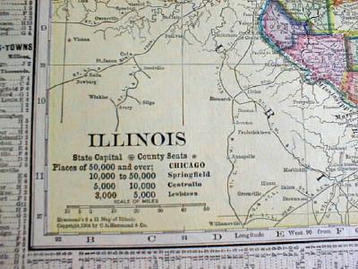 1904 Map Michigan And Illinois
