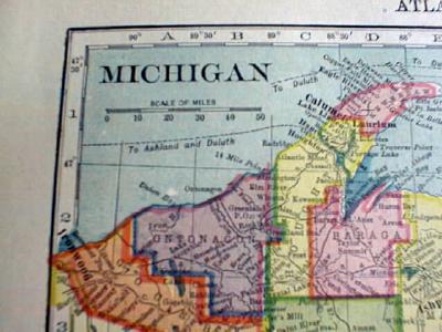 1904 Map Michigan And Illinois