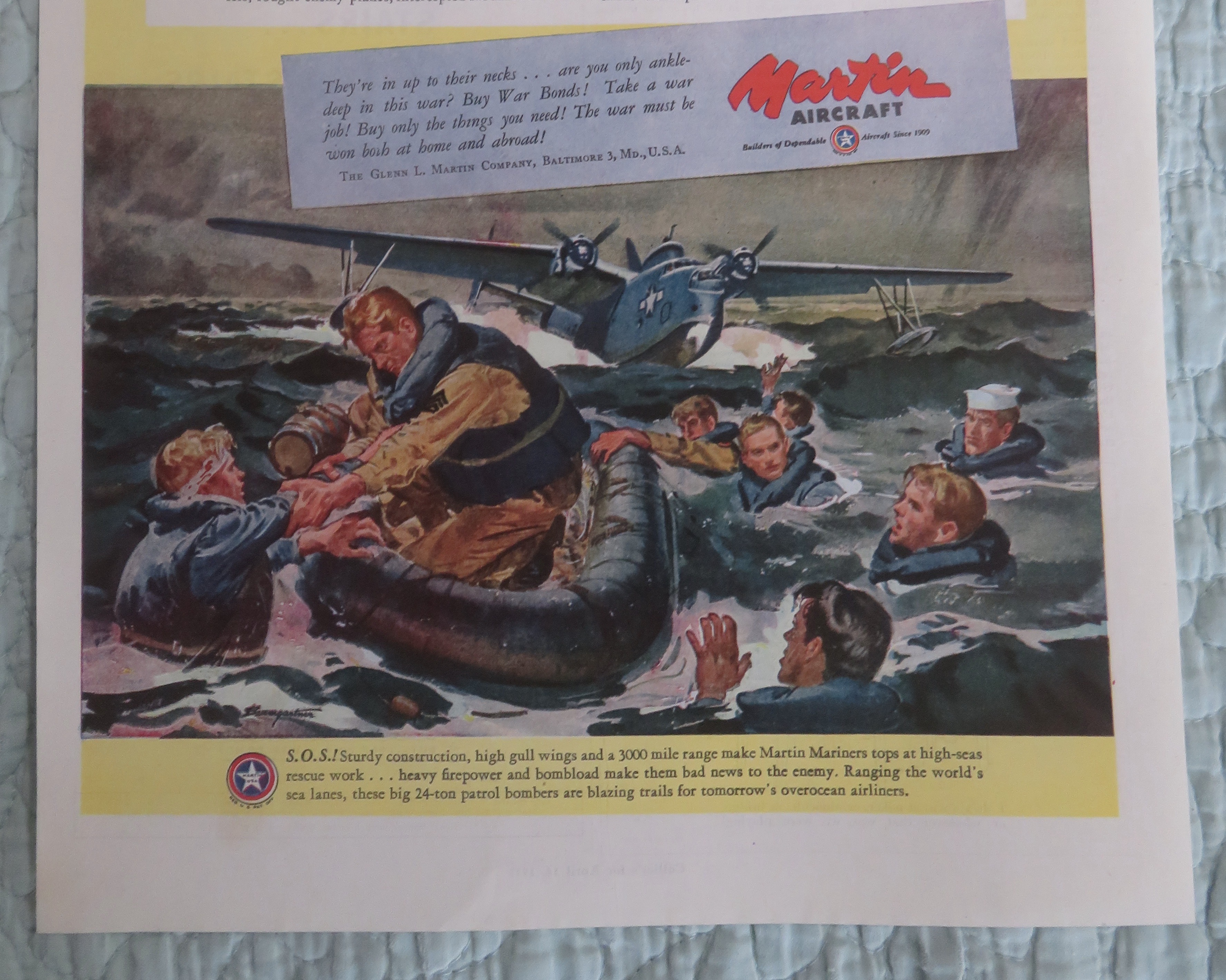 1945 Martin Aircraft with Soldiers Rescuing Soldiers