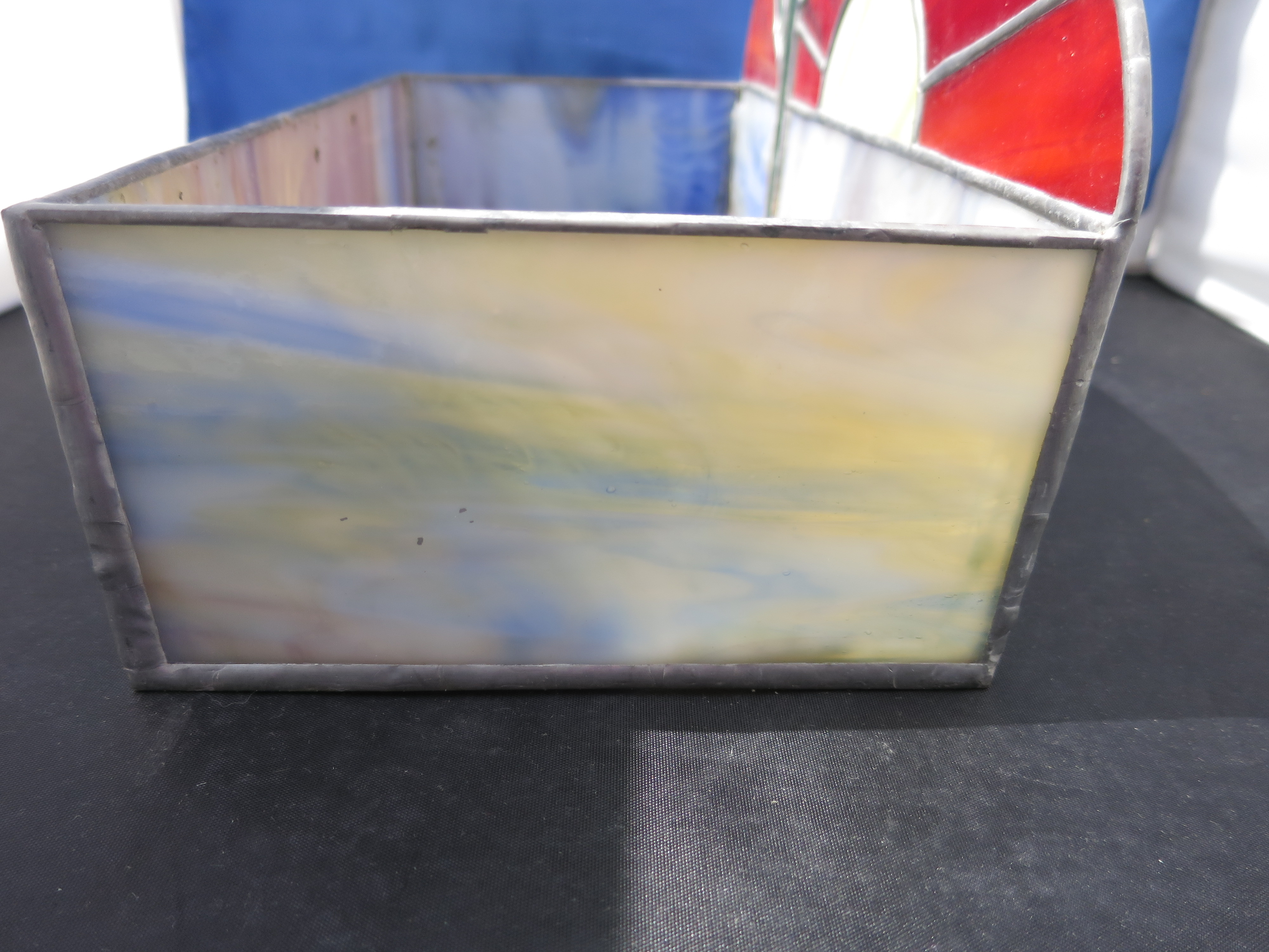 Rare Stained Glass Box Terrarium Sun Cactus Slag Motif