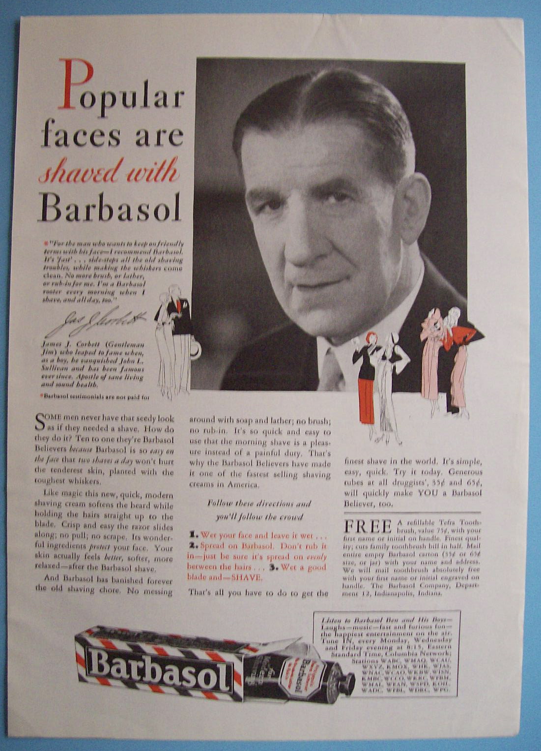 Vintage Ad: 1926 Barbasol with James J. Corbett