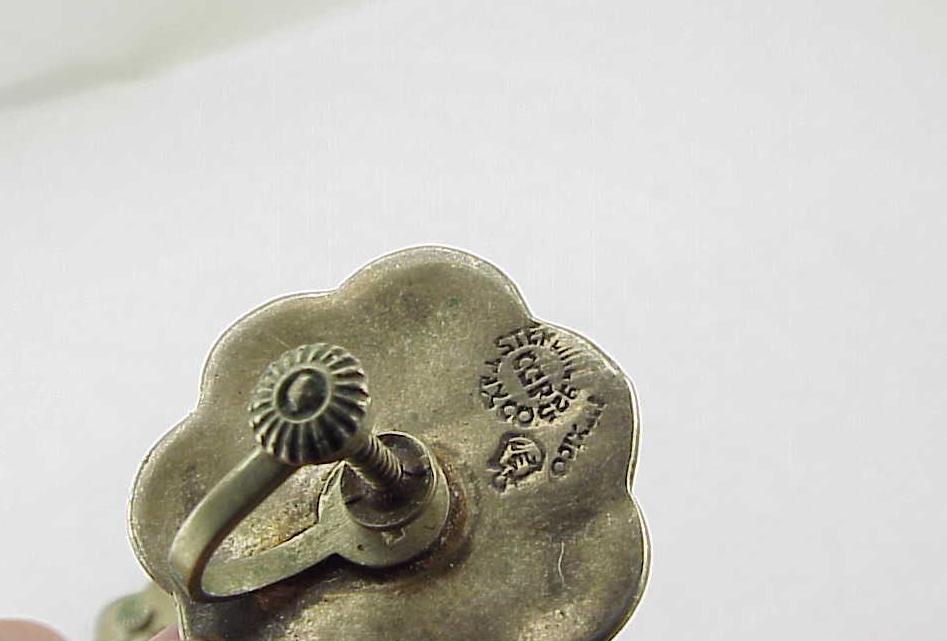Vintage Taxco Mexico Sterling Silver Abalone Screw Back Earrings
