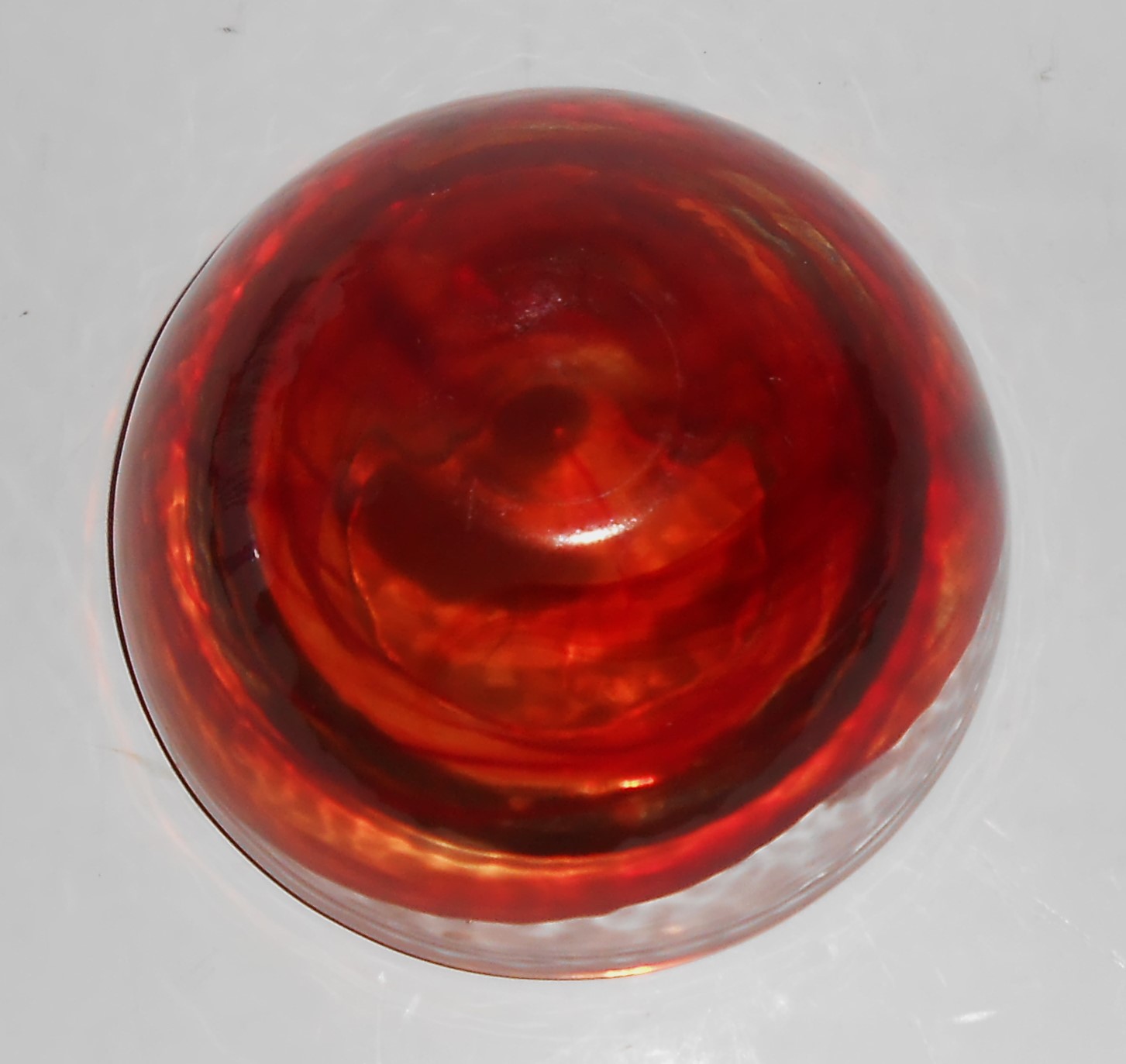 VINTAGE Kosta Art Glass Medium Red Atoll w/Sticker #2