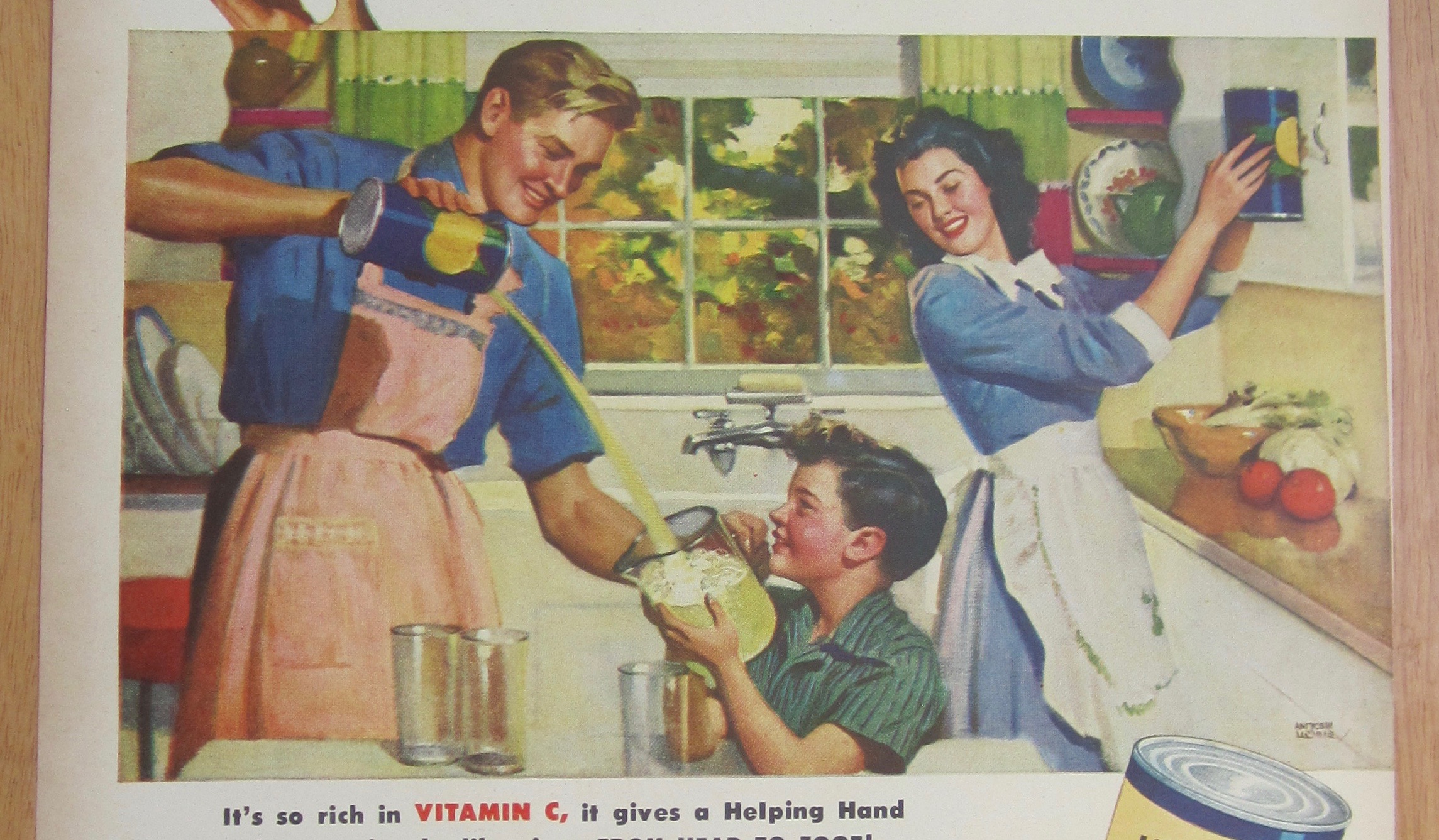 1946 Florida Grapefruit Juice with Dad Pouring Juice